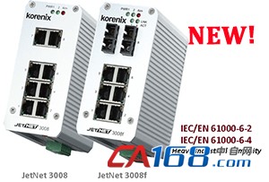 Korenix JetNet 3008系列以太网交换机升级上市，提供重工业现场应用稳定可靠的数据联机!