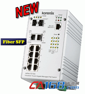 多点监控推荐- korenix 8 PoE + 2G网管型IEEE802.3at高功率PoE工业以太网交换机