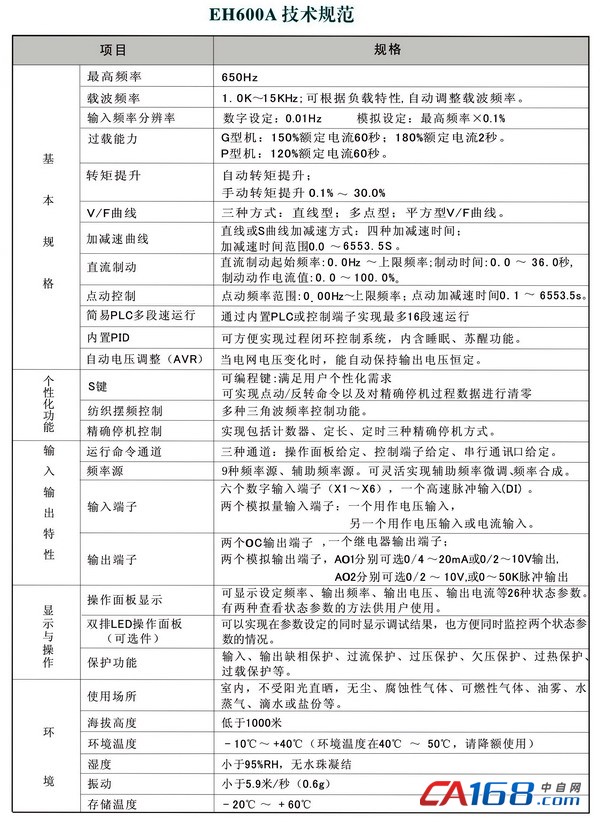 西林eh600a系列变频器